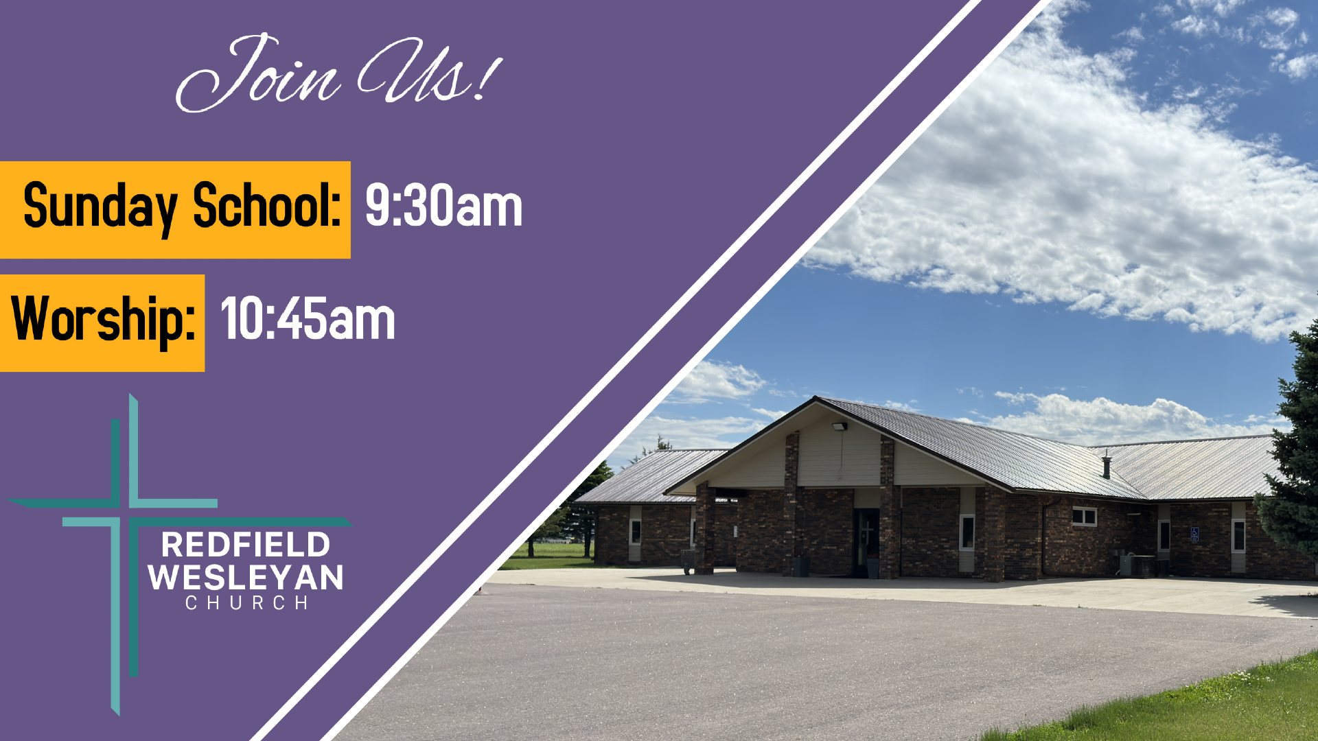 Join us: Sunday School 9:30 AM Worship 10:45 AM