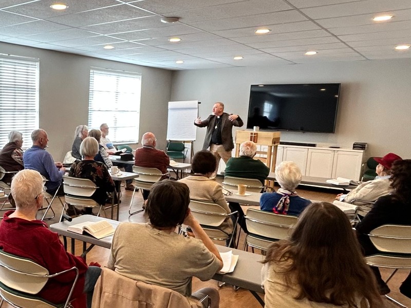 Robert teaching Tuesday Bible study
