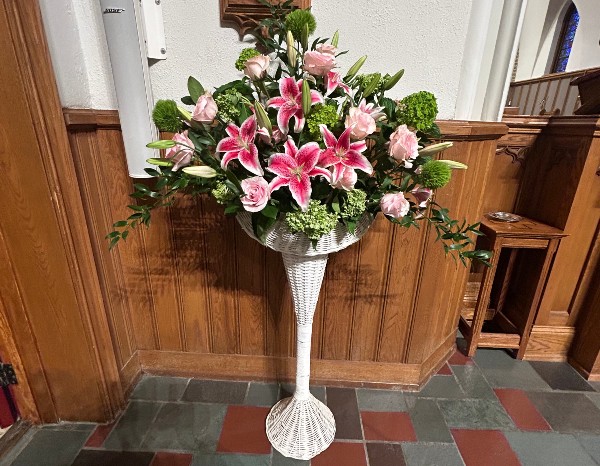 Flower stand in sanctuary